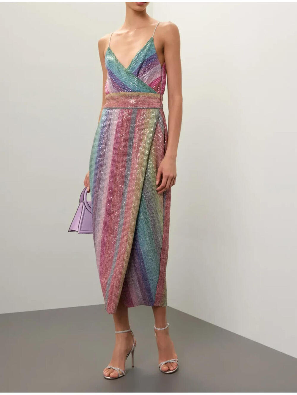 SAYLOR Rainbow Meghan Sequin Mini Dress Spaghetti Straps - MED **FLAWED**